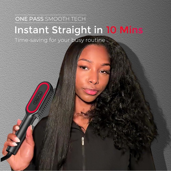 NIB! TYMO Hair Straightening Brush in Black and Red - Picture 7 of 16